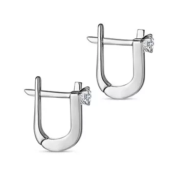 Серьги с 2 бриллиантами белое золото 585