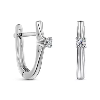 Серьги с 2 бриллиантами белое золото 585