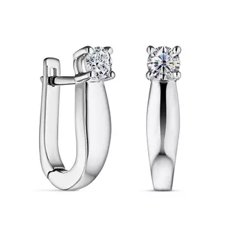 Серьги с 2 бриллиантами белое золото 585