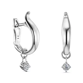 Серьги с 2 бриллиантами белое золото 585