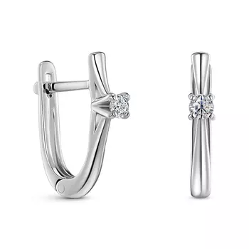 Серьги с 2 бриллиантами белое золото 585