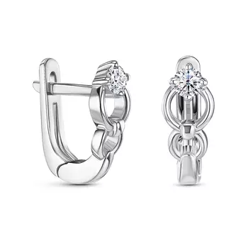 Серьги с 2 бриллиантами белое золото 585