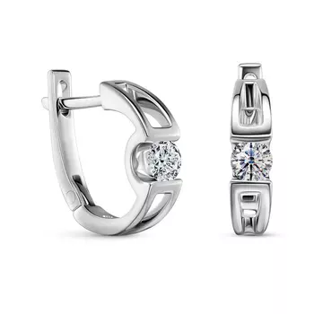 Серьги с 2 бриллиантами белое золото 585