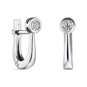 Серьги с 2 бриллиантами белое золото 585