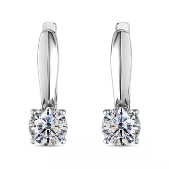Серьги с 2 бриллиантами белое золото 750