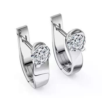 Серьги с 2 бриллиантами белое золото 750