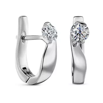 Серьги с 2 бриллиантами белое золото 750