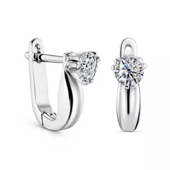 Серьги с 2 бриллиантами белое золото 750