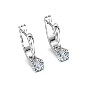 Серьги с 2 бриллиантами белое золото 750