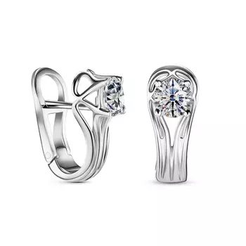 Серьги с 2 бриллиантами белое золото 750