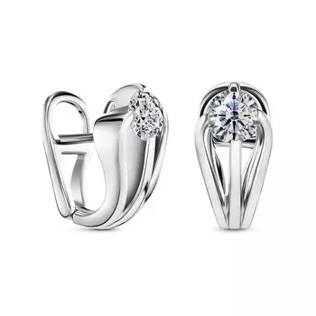 Серьги с 2 бриллиантами белое золото 750