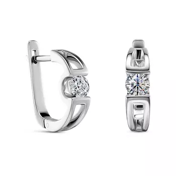 Серьги с 2 бриллиантами белое золото 750