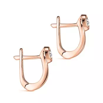 Серьги с 2 бриллиантами красное золото 585