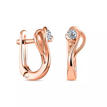 Серьги с 2 бриллиантами красное золото 585