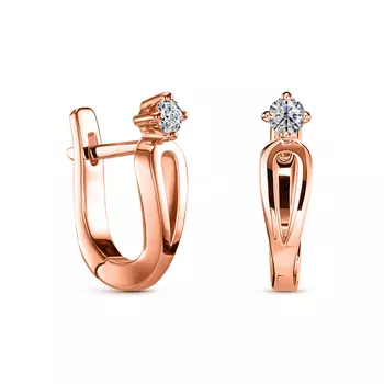 Серьги с 2 бриллиантами красное золото 585