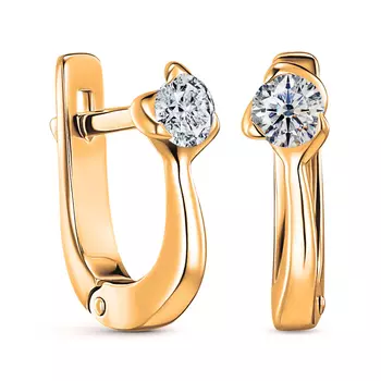 Серьги с 2 бриллиантами желтое золото 585