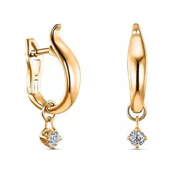 Серьги с 2 бриллиантами желтое золото 585