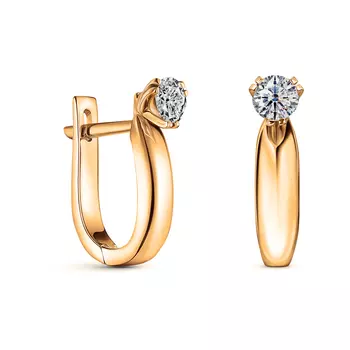 Серьги с 2 бриллиантами желтое золото 750