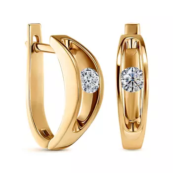 Серьги с 2 бриллиантами желтое золото 750