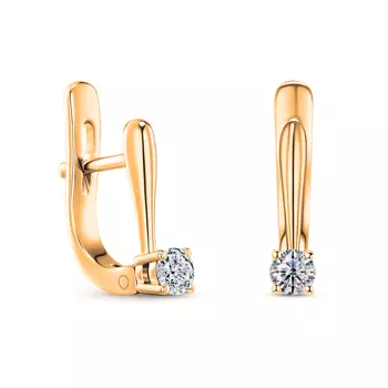 Серьги с 2 бриллиантами желтое золото 750