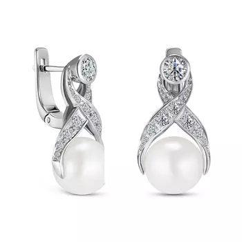 Серьги с 30 бриллиантами белое золото 585