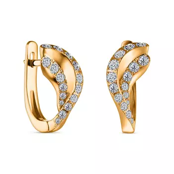 Серьги с 32 бриллиантами красное золото 585