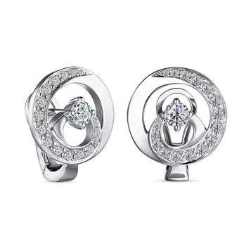 Серьги с 34 бриллиантами белое золото 585