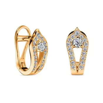 Серьги с 36 бриллиантами желтое золото 585