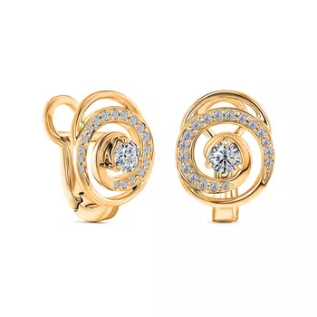 Серьги с 38 бриллиантами желтое золото 585