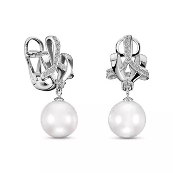 Серьги с 40 бриллиантами белое золото 585