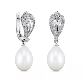 Серьги с 42 бриллиантами белое золото 585