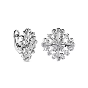 Серьги с 42 бриллиантами белое золото 585