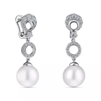 Серьги с 46 бриллиантами белое золото 585