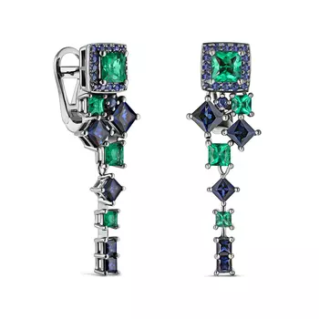 Серьги с 52 бриллиантами белое золото 585