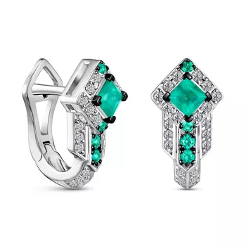 Серьги с 54 бриллиантами белое золото 585