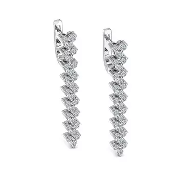 Серьги с 54 бриллиантами белое золото 585