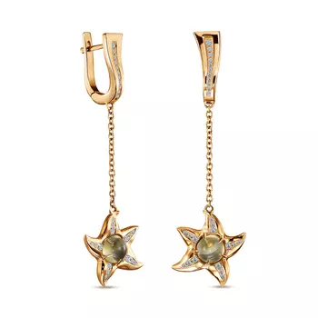 Серьги с 54 бриллиантами желтое золото 585