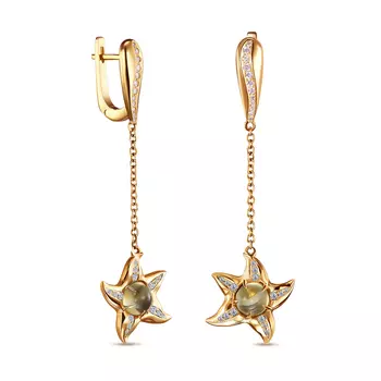 Серьги с 54 бриллиантами желтое золото 585