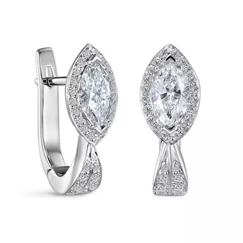 Серьги с 62 бриллиантами белое золото 750