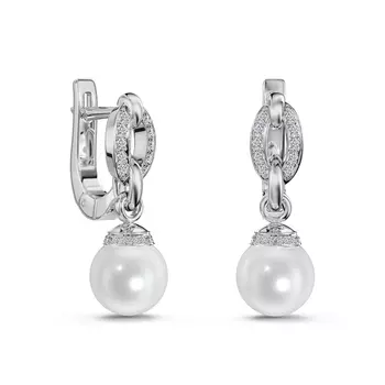 Серьги с 64 бриллиантами белое золото 585