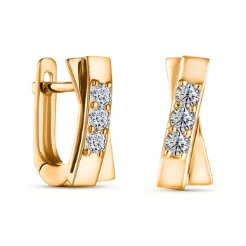 Серьги с 6 бриллиантами белое/красное золото 585