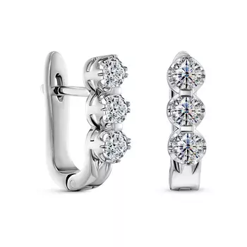 Серьги с 6 бриллиантами белое золото 585