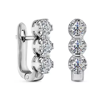 Серьги с 6 бриллиантами белое золото 585