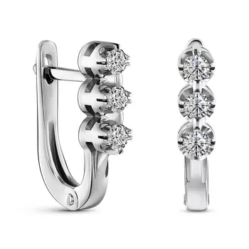 Серьги с 6 бриллиантами белое золото 585