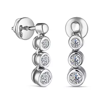 Серьги с 6 бриллиантами белое золото 585