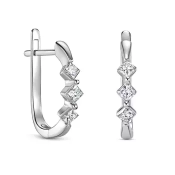 Серьги с 6 бриллиантами белое золото 585