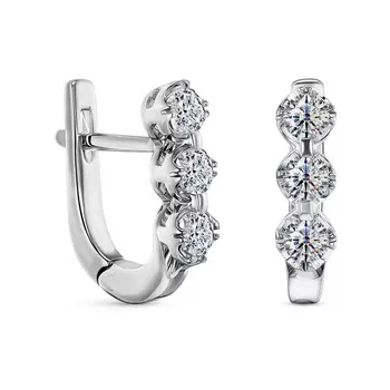 Серьги с 6 бриллиантами белое золото 585