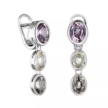 Серьги с 6 бриллиантами белое золото 750