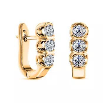 Серьги с 6 бриллиантами желтое золото 585