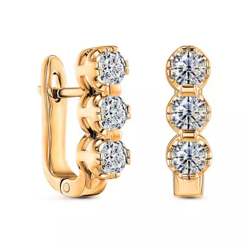 Серьги с 6 бриллиантами желтое золото 585